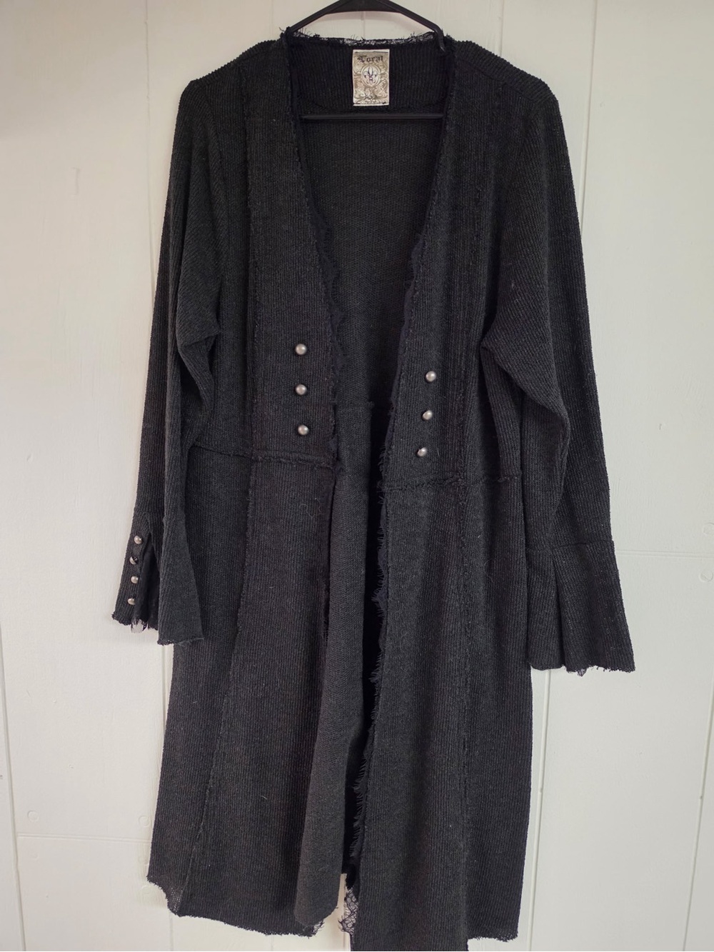 Vocal Black Long Studded Cardigan Wrap Sweater- Size 1X